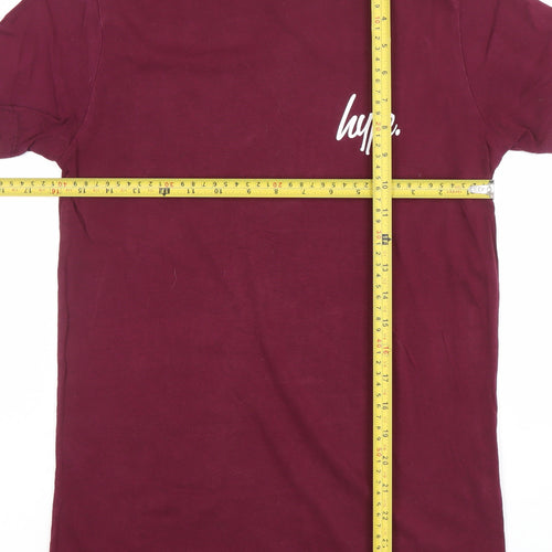 Hype Men’s Burgundy Short Sleeve Cotton Crew Neck T-Shirt Size S