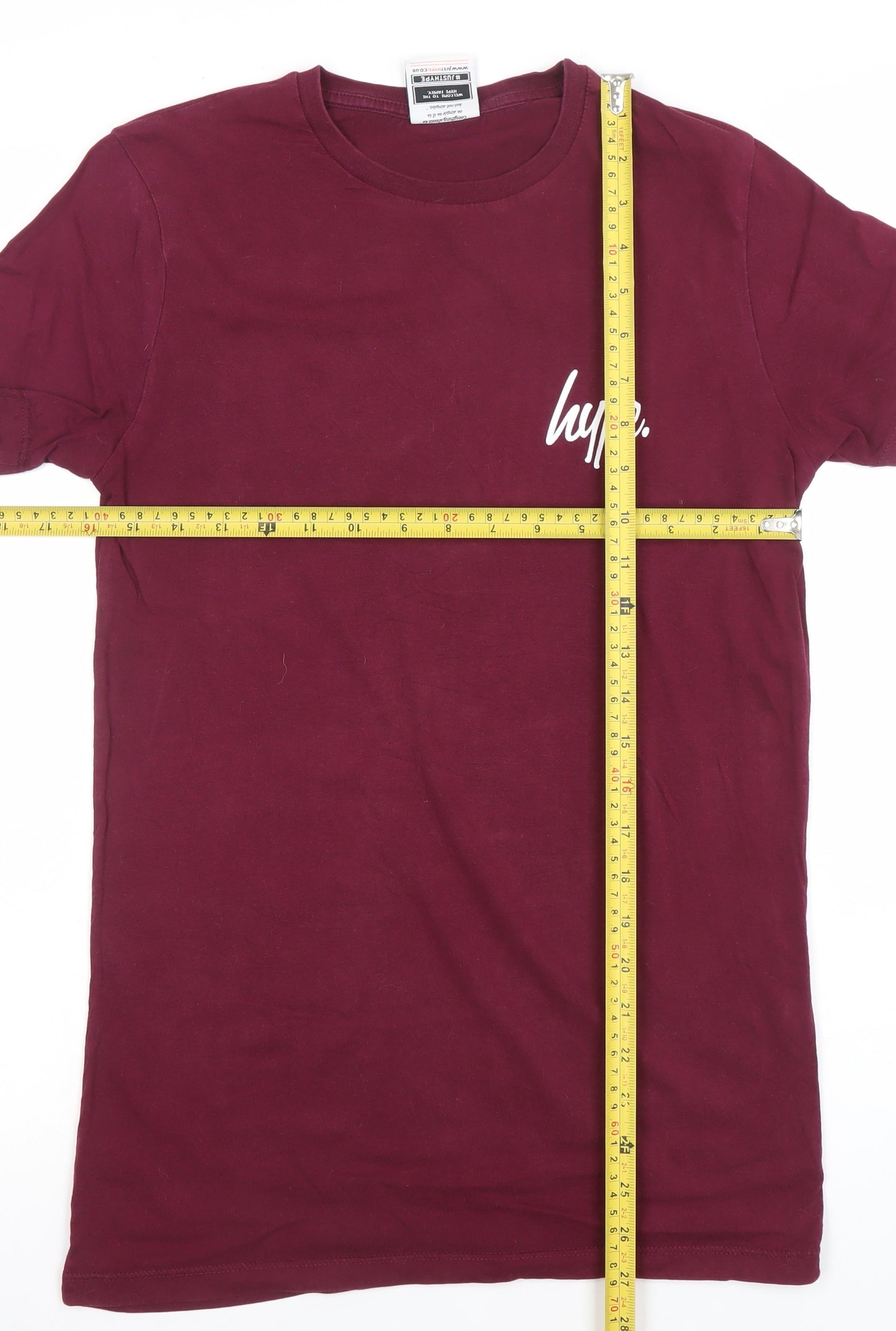 Hype Men’s Burgundy Short Sleeve Cotton Crew Neck T-Shirt Size S