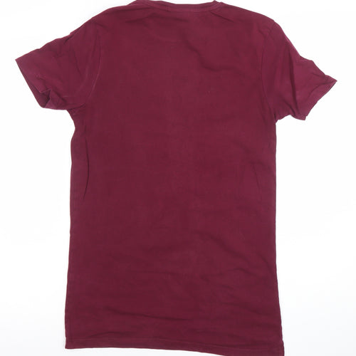 Hype Men’s Burgundy Short Sleeve Cotton Crew Neck T-Shirt Size S