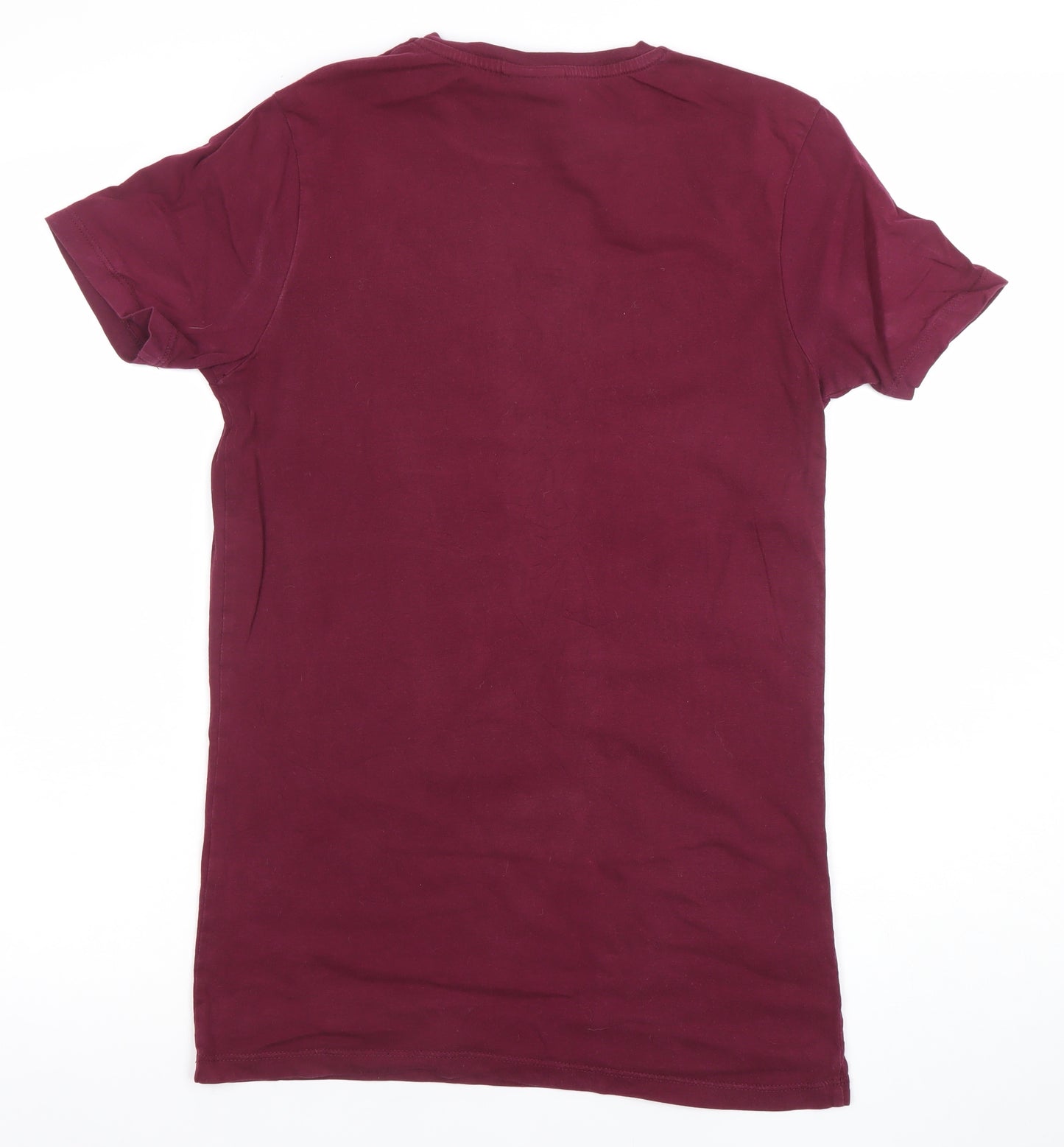 Hype Men’s Burgundy Short Sleeve Cotton Crew Neck T-Shirt Size S
