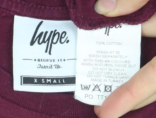 Hype Men’s Burgundy Short Sleeve Cotton Crew Neck T-Shirt Size S