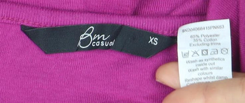 Bon Casual Women's Pink Embroidered Cotton Stretch T-Shirt XS