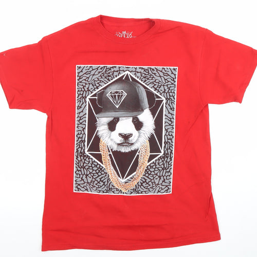 The Young & Wild Boys Red Graphic Panda Hip Hop T-Shirt Size L