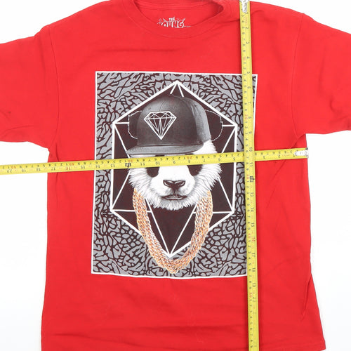 The Young & Wild Boys Red Graphic Panda Hip Hop T-Shirt Size L