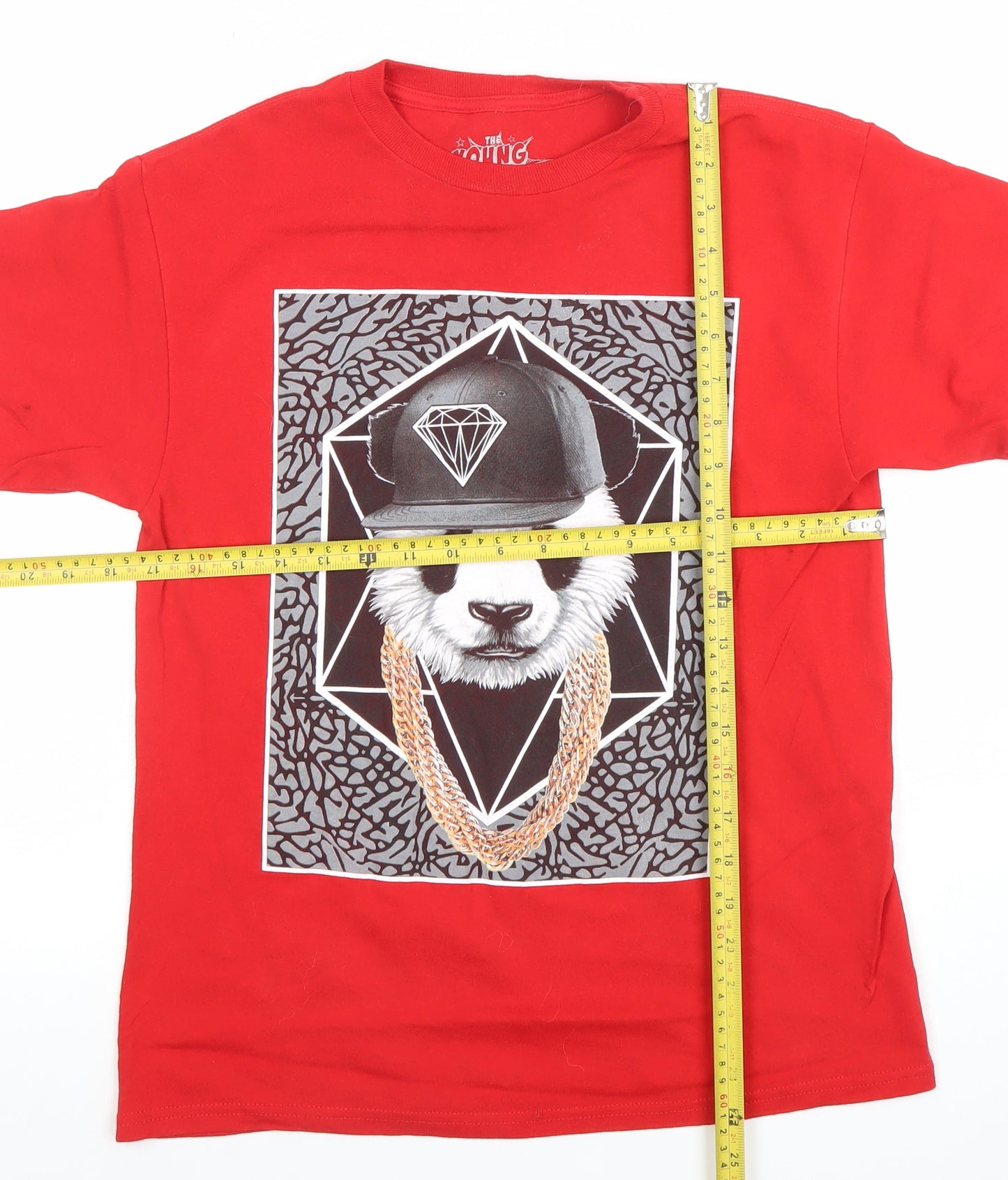 The Young & Wild Boys Red Graphic Panda Hip Hop T-Shirt Size L