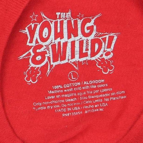 The Young & Wild Boys Red Graphic Panda Hip Hop T-Shirt Size L