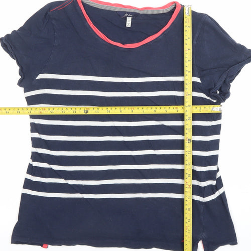 Joules Womens Blue Striped Cotton T-Shirt UK 10 Nautical Short Sleeve