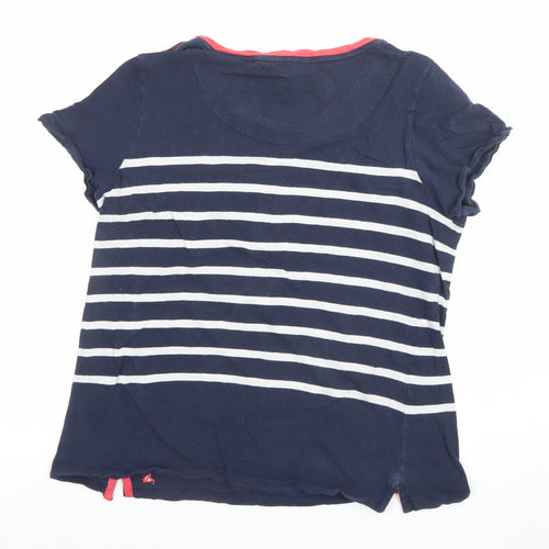 Joules Womens Blue Striped Cotton T-Shirt UK 10 Nautical Short Sleeve