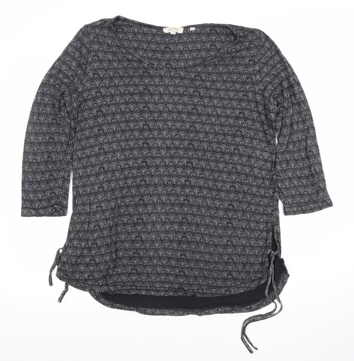 Fat Face Womens Grey Geometric 3/4 Sleeve Tunic Blouse UK 12