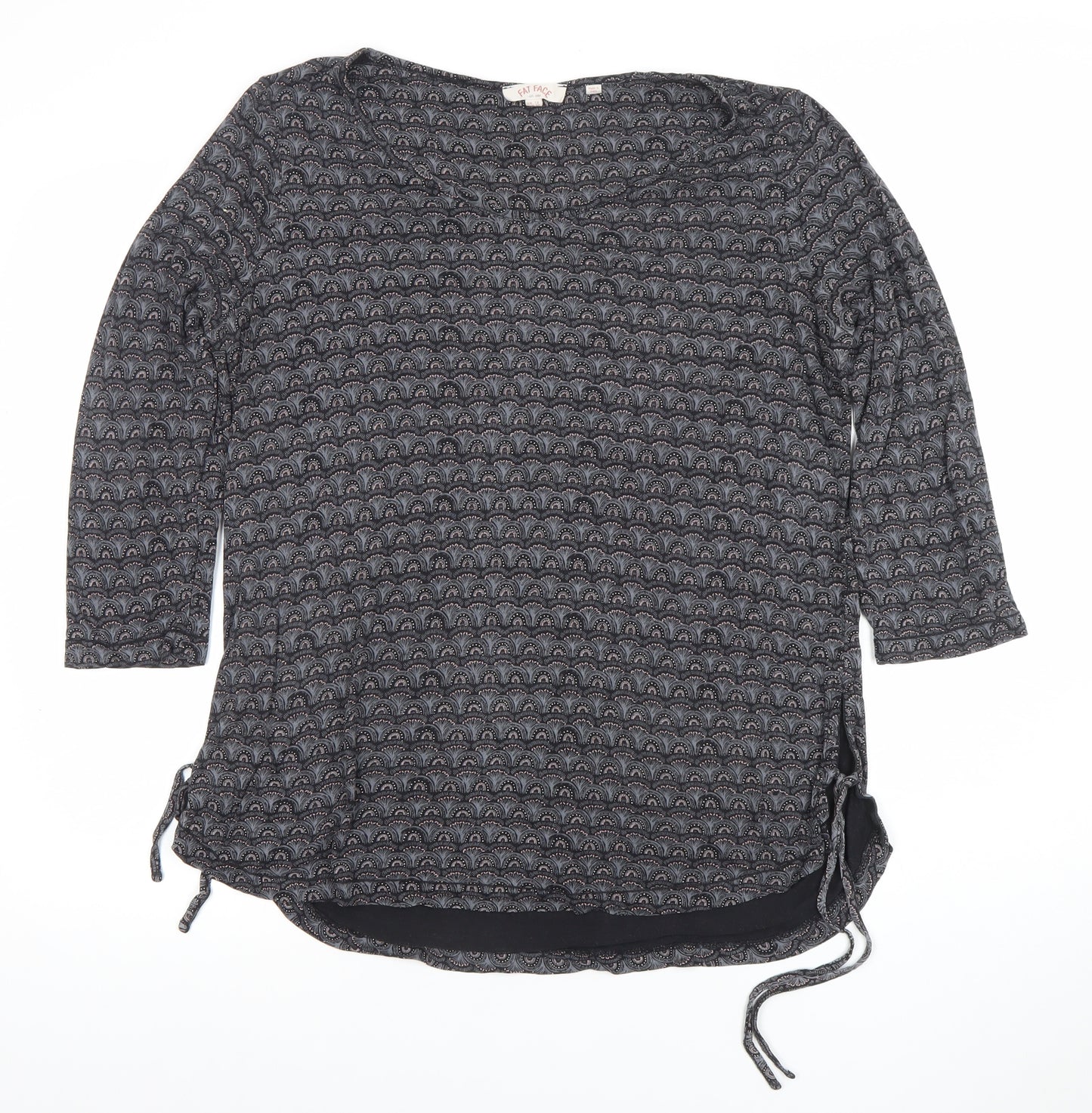 Fat Face Womens Grey Geometric 3/4 Sleeve Tunic Blouse UK 12