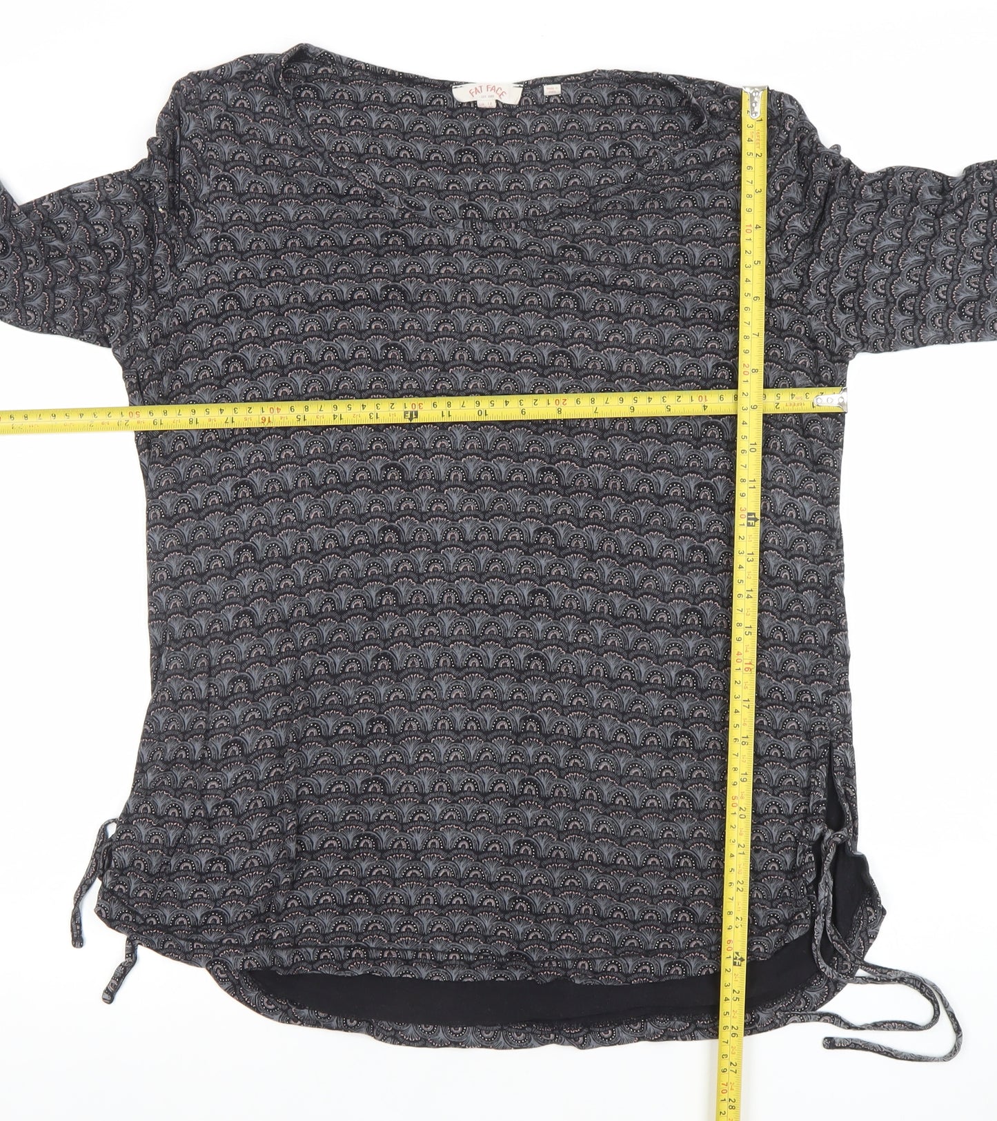 Fat Face Womens Grey Geometric 3/4 Sleeve Tunic Blouse UK 12