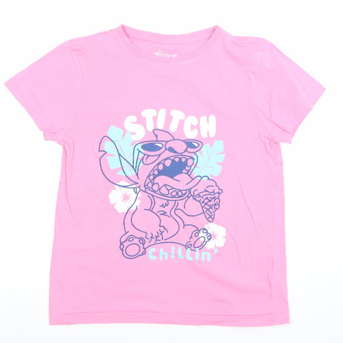 Disney at Primark Girls Pink Stitch Graphic T-Shirt 10-11 Years