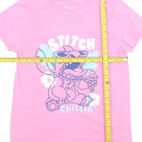 Disney at Primark Girls Pink Stitch Graphic T-Shirt 10-11 Years