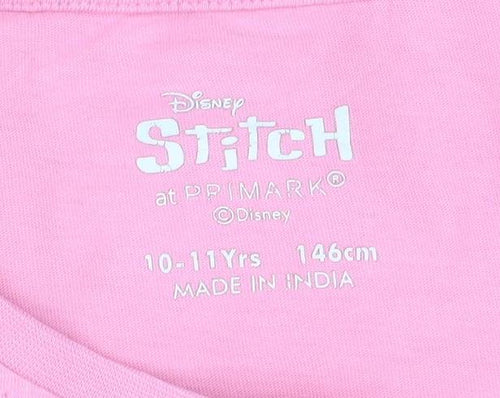 Disney at Primark Girls Pink Stitch Graphic T-Shirt 10-11 Years