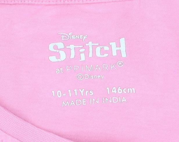 Disney at Primark Girls Pink Stitch Graphic T-Shirt 10-11 Years