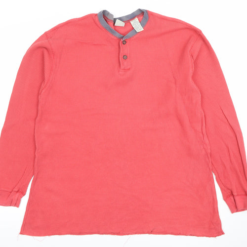 GAP Women Coral Henley Long Sleeve Cotton Sweatshirt L