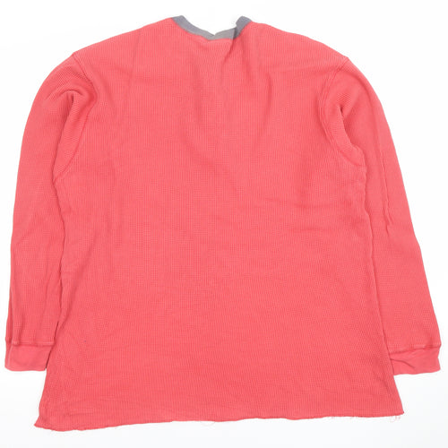 GAP Women Coral Henley Long Sleeve Cotton Sweatshirt L