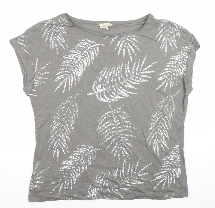 Phase Eight Womens Grey Sequin Leaf T-Shirt Size 14