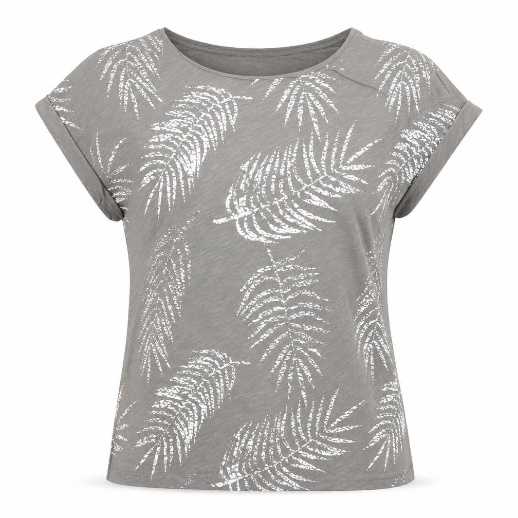 Front view of Phase Eight women’s grey sequin leaf t-shirt, size UK 14