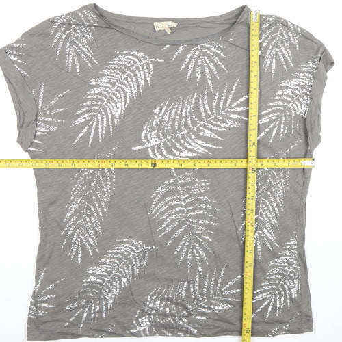 Phase Eight Womens Grey Sequin Leaf T-Shirt Size 14