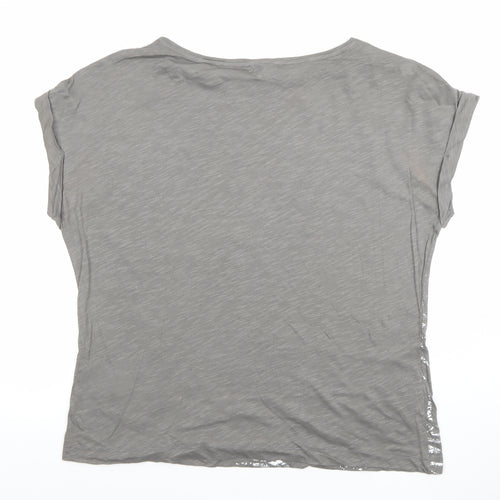 Phase Eight Womens Grey Sequin Leaf T-Shirt Size 14