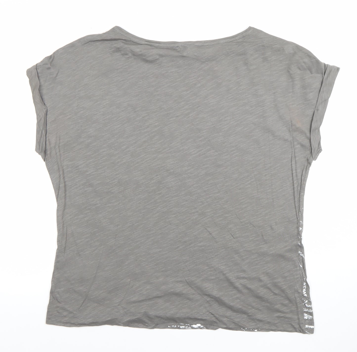 Phase Eight Womens Grey Sequin Leaf T-Shirt Size 14