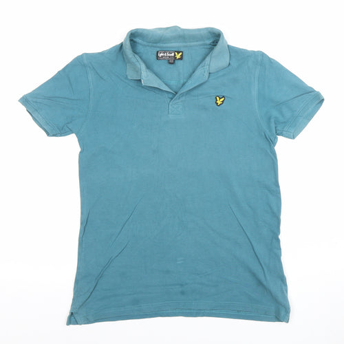 Lyle & Scott Boys Blue Cotton Polo Shirt 12-13 Years Short Sleeve Top