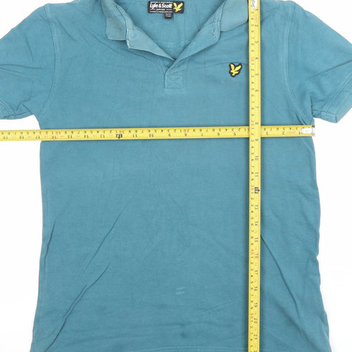 Lyle & Scott Boys Blue Cotton Polo Shirt 12-13 Years Short Sleeve Top