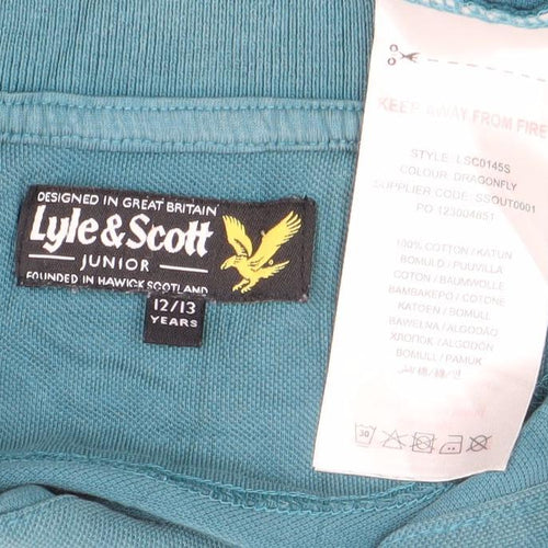 Lyle & Scott Boys Blue Cotton Polo Shirt 12-13 Years Short Sleeve Top