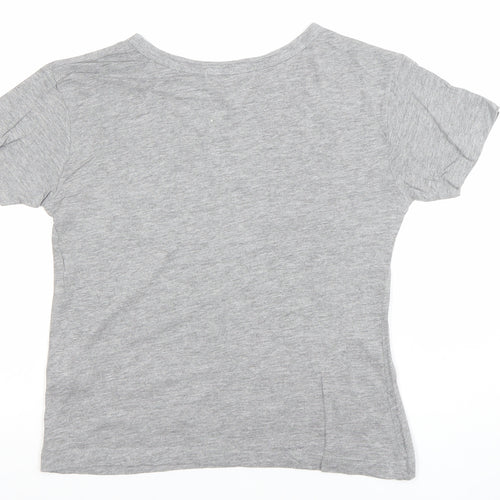 Pull&Bear Women's Grey S Graphic T-Shirt Crew Neck Short Sleeve