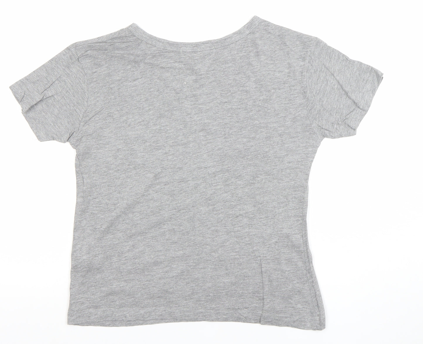 Pull&Bear Women's Grey S Graphic T-Shirt Crew Neck Short Sleeve
