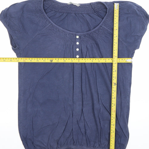 Marks and Spencer Women Blue Size 12 Short Sleeve Tunic Blouse