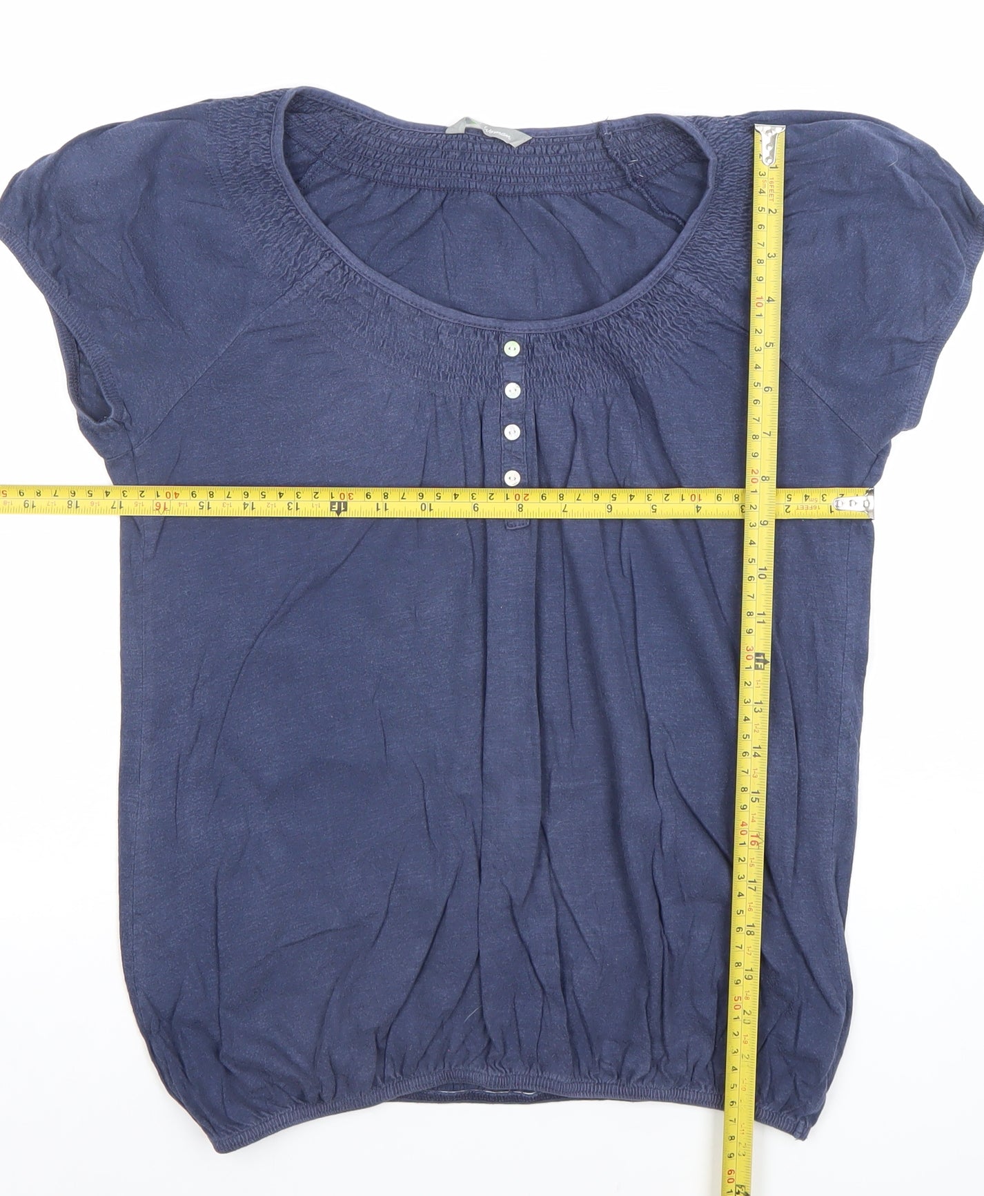 Marks and Spencer Women Blue Size 12 Short Sleeve Tunic Blouse