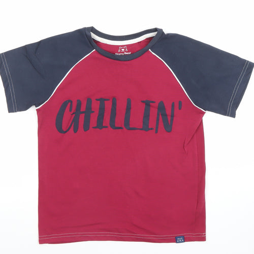 Harry Bear Boys Red Chillin' Graphic Short Sleeve T-Shirt 10-11 Years