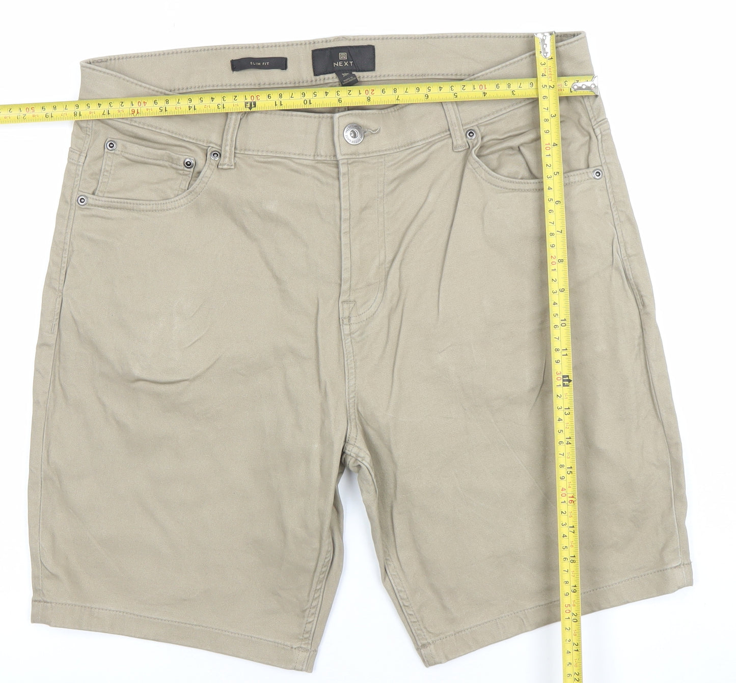 NEXT Men’s Beige Slim Fit Chino Shorts Size L 36in