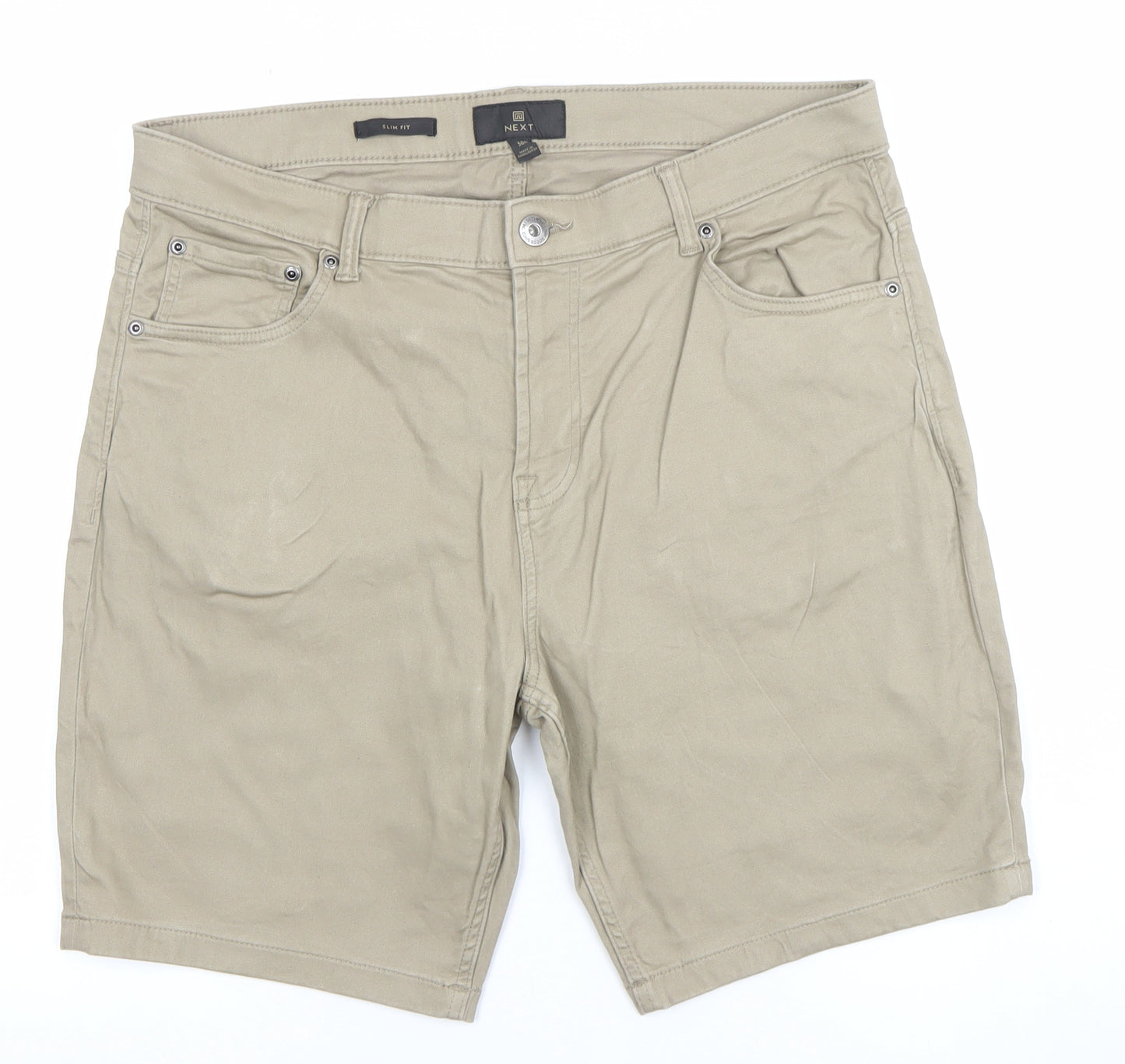 NEXT Men’s Beige Slim Fit Chino Shorts Size L 36in