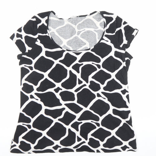 Marks and Spencer Women's Black Animal Print Cotton T-Shirt UK 22