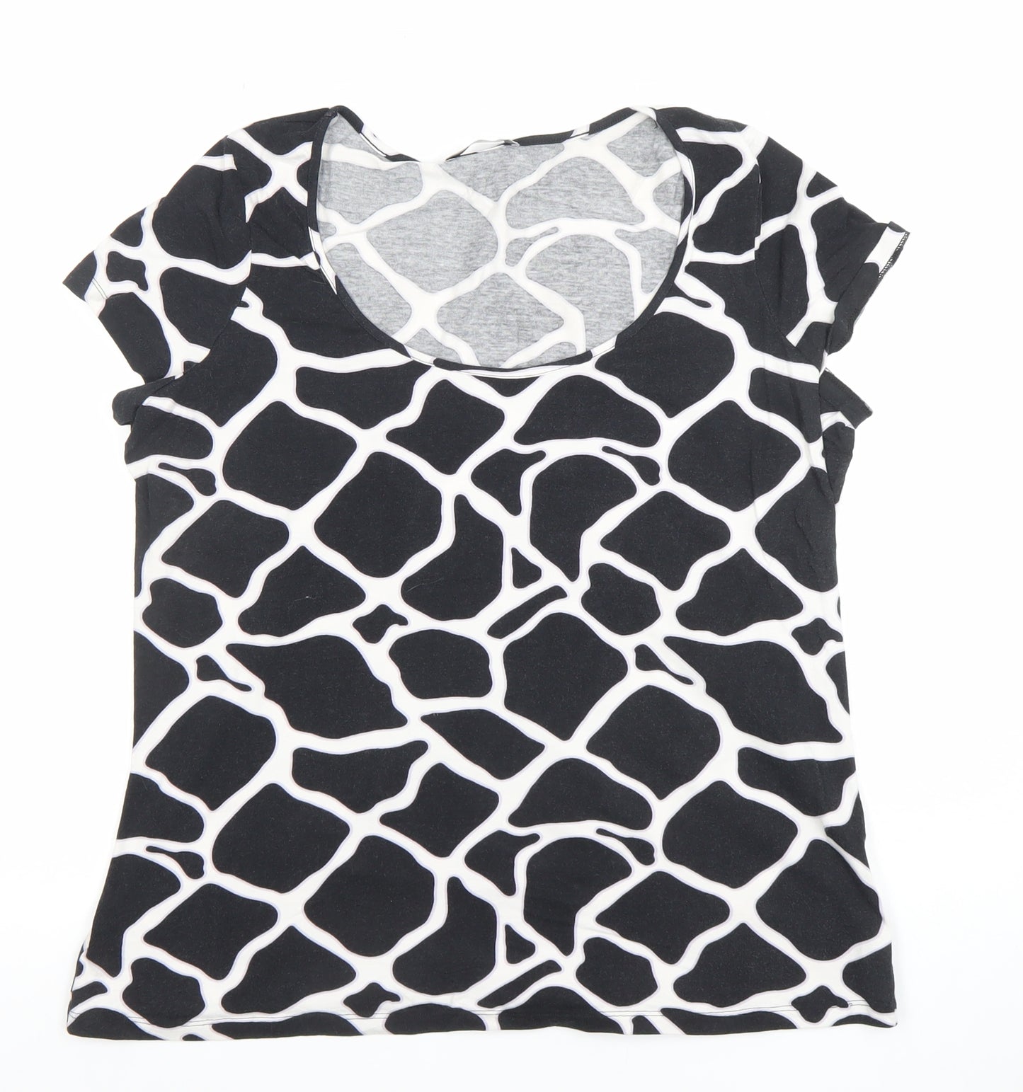 Marks and Spencer Women's Black Animal Print Cotton T-Shirt UK 22