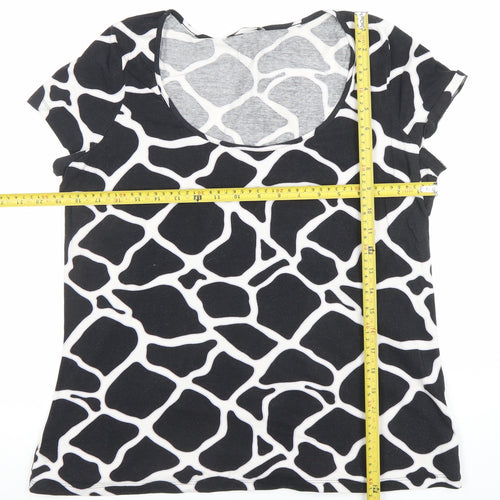 Marks and Spencer Women's Black Animal Print Cotton T-Shirt UK 22