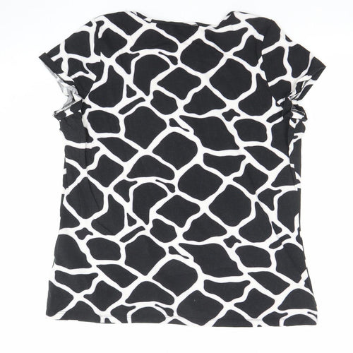 Marks and Spencer Women's Black Animal Print Cotton T-Shirt UK 22
