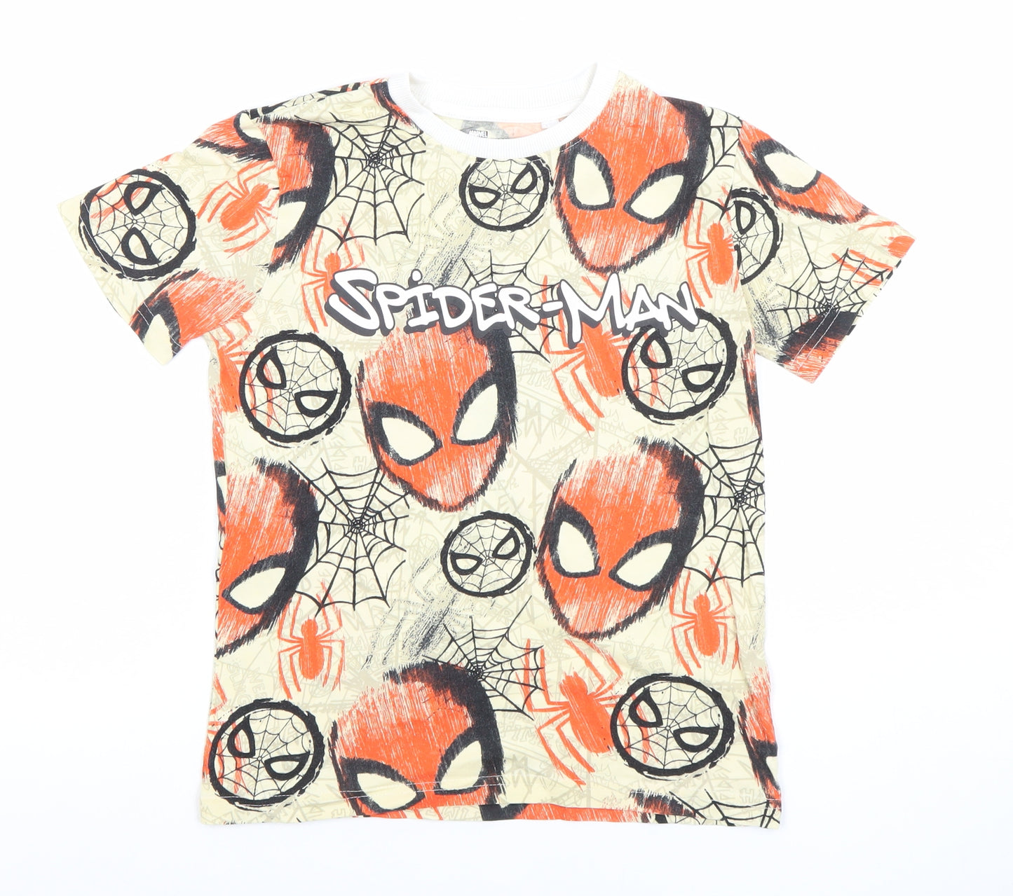 Next Boys Beige Spider-Man Short Sleeve Cotton T-Shirt 3 Years