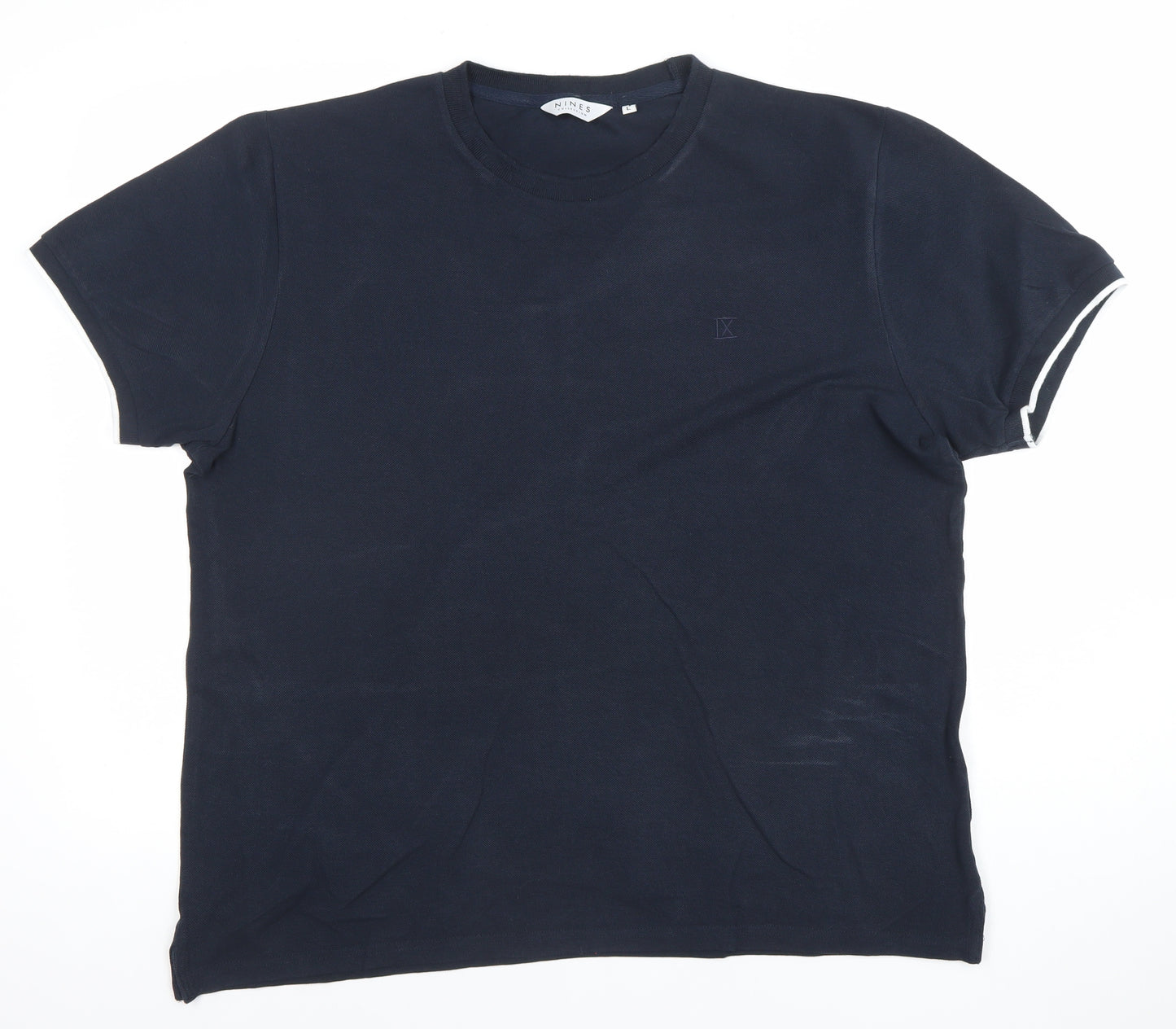 Nines Collection Men's Blue Cotton Crew Neck T-Shirt Size L