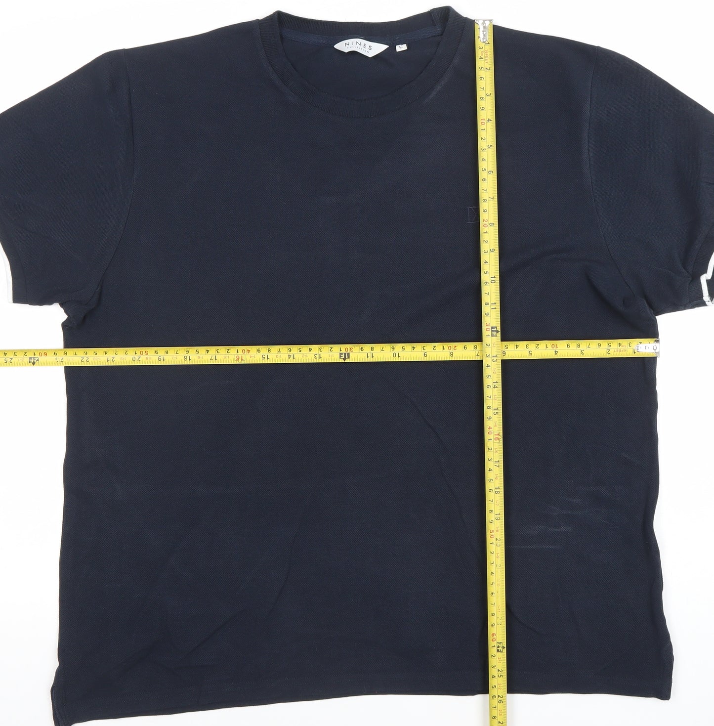 Nines Collection Men's Blue Cotton Crew Neck T-Shirt Size L