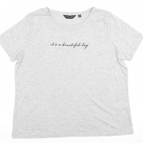 Dorothy Perkins Womens Grey Size 20 Cotton Blend Slogan T-Shirt
