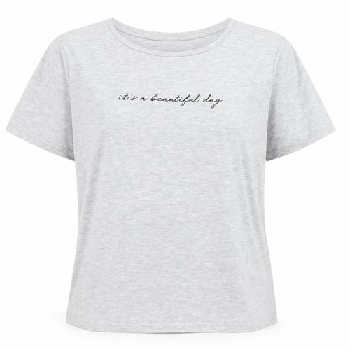 Dorothy Perkins Womens Grey Size 20 Cotton Blend Slogan T-Shirt