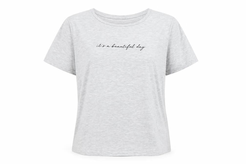 Dorothy Perkins Womens Grey Size 20 Cotton Blend Slogan T-Shirt