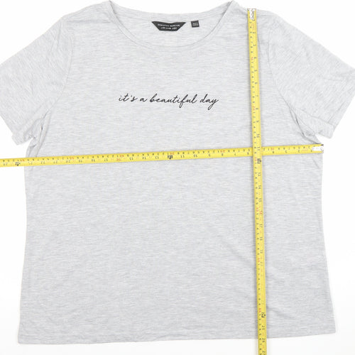 Dorothy Perkins Womens Grey Size 20 Cotton Blend Slogan T-Shirt