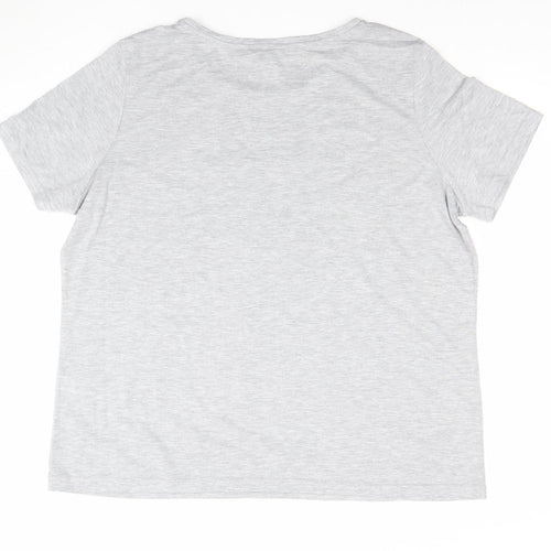 Dorothy Perkins Womens Grey Size 20 Cotton Blend Slogan T-Shirt
