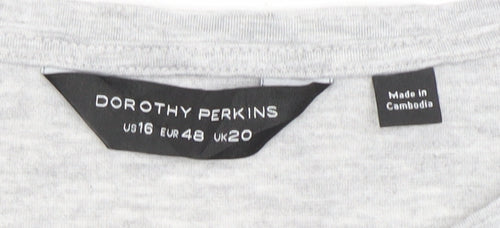 Dorothy Perkins Womens Grey Size 20 Cotton Blend Slogan T-Shirt