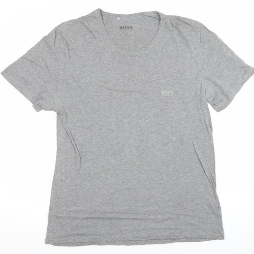 Hugo Boss Men's Grey Cotton Crew Neck Short Sleeve T-Shirt Size M